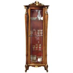 Wohnen Italienische Vitrine in Nussbaum & Gold & Rot - Carlenna I
