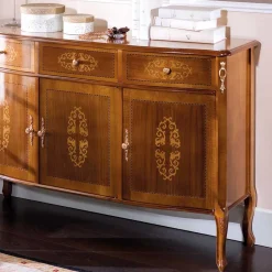 Wohnen Italienisches Barock Sideboard Natale in Nussbaum mit Intarsien