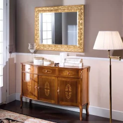 Wohnen Italienisches Barock Sideboard Natale in Nussbaum mit Intarsien