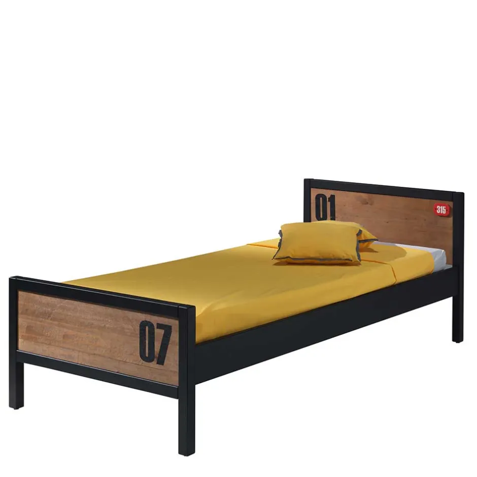 Jugend Kinder Bett in Kiefer und Schwarz - Krefos^Wohnen Discount