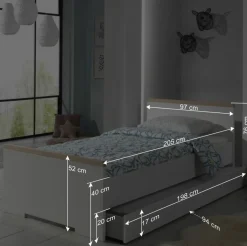 Wohnen Jugend Schlafzimmer Möbel in Weiß - Eldrus (dreiteilig)