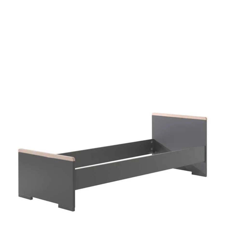 Wohnen Jugendbett mit Nachtkommode in Grau - Navlius (zweiteilig)