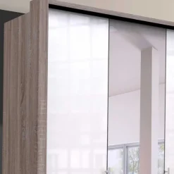 Wohnen Jugendzimmer Kleiderschrank mit Spiegel & Glas Weiß - Empresian