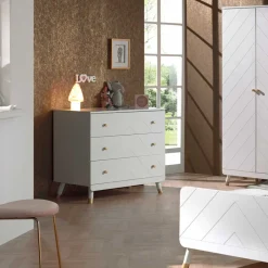 Kinder Wohnen Jugendzimmer Möbel in Weiß & Gold - Zimventa (vierteilig)