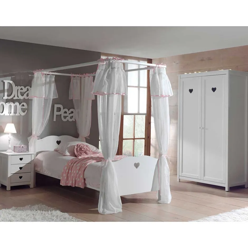 Kinder Wohnen Jugendzimmer Möbel Set Grandory mit Himmelbett (dreiteilig)