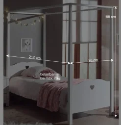 Kinder Wohnen Jugendzimmer Möbel Set Grandory mit Himmelbett (dreiteilig)