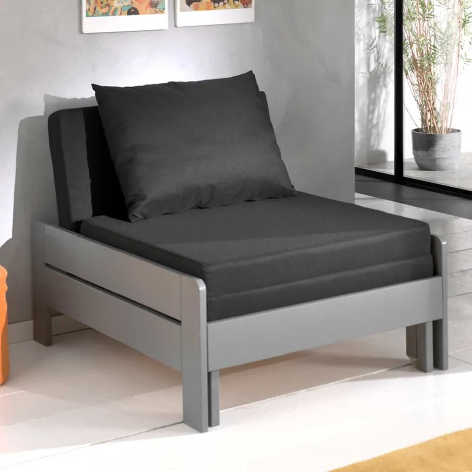 Wohnen Jugendzimmer Schlafsessel in Grau & Schwarz - Fortoria