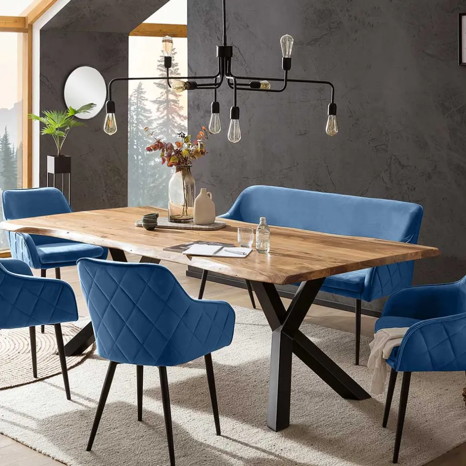 Wohnen Küchenbank in Blau mit Schwarz - Zarcon