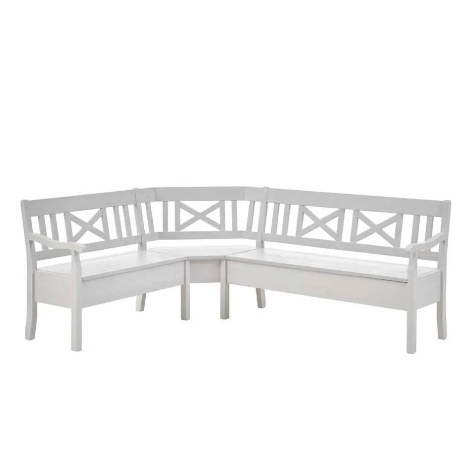 Wohnen Kücheneckbank Onesti in Weiß Kiefer massiv