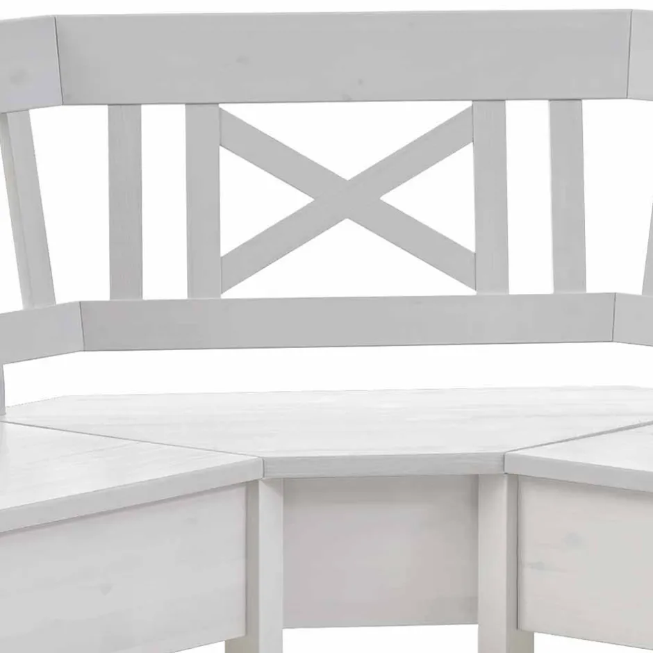 Wohnen Kücheneckbank Onesti in Weiß Kiefer massiv