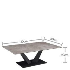 Wohnen Keramik Wohnzimmertisch mit V Säulengestell - Ravela