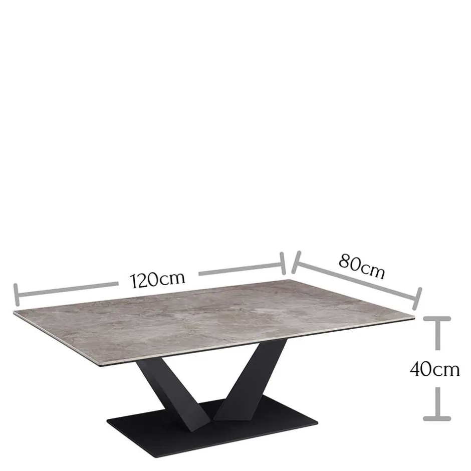 Wohnen Keramik Wohnzimmertisch mit V Säulengestell - Ravela