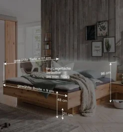 Kernbuche Bett & Nachtkommoden - Krofun (dreiteilig)^Wohnen