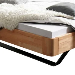 Wohnen Kernbuche Bett mit grauen Metall Kufen - Desirea