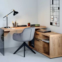 Kernbuche Design Schreibtisch mit Regal Anbau - Manaus^Wohnen Discount