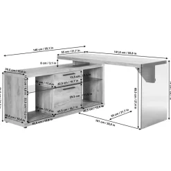 Kernbuche Design Schreibtisch mit Regal Anbau - Manaus^Wohnen Discount