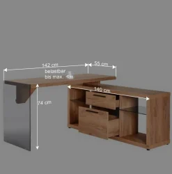 Kernbuche Design Schreibtisch mit Regal Anbau - Manaus^Wohnen Discount