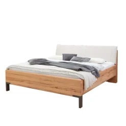 Wohnen Kernbuche Designbett mit Kunstleder Kopfteil - Krofun