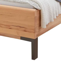 Wohnen Kernbuche Designbett mit Kunstleder Kopfteil - Krofun