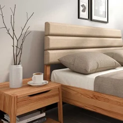 Wohnen Kernbuche Doppelbett mit Polsterkopfteil - Norklin
