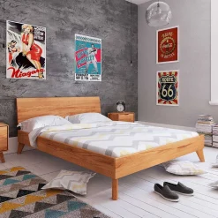 Wohnen Kernbuche Holzbett in Überlänge 210 cm - Junola I
