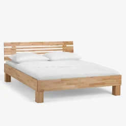 Wohnen Kernbuche Massivholzbett Bevallia mit Nachttisch (zweiteilig)