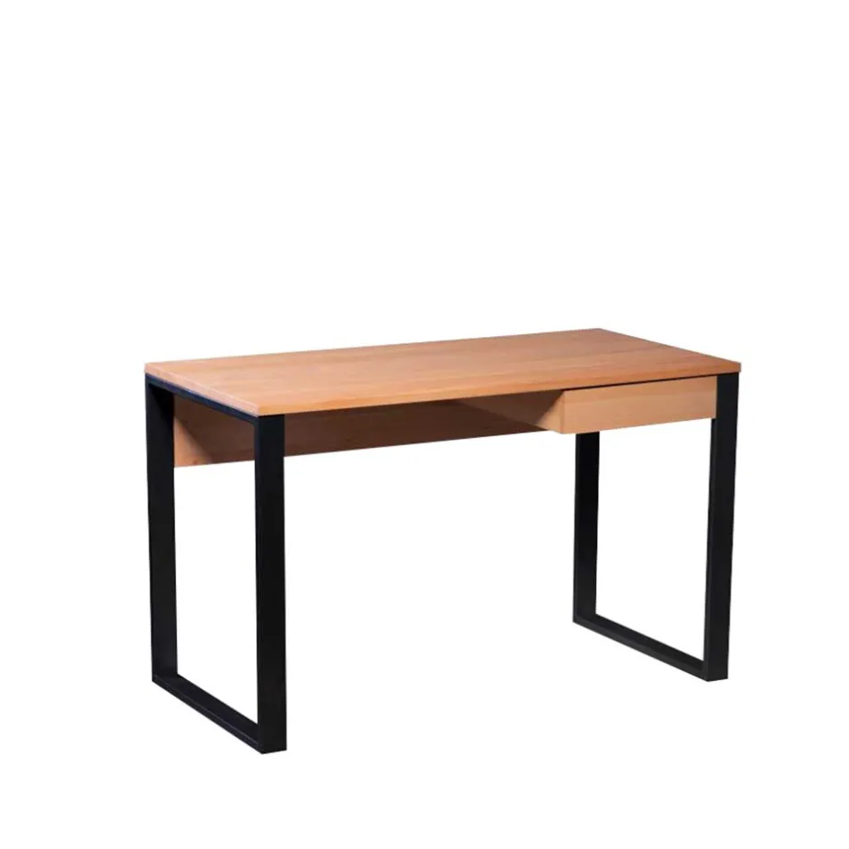 Kinder Wohnen Kernbuche Schreibtisch mit Schublade in Natur - Lephanta