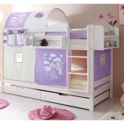 Kinder Wohnen Kiefer Kinderzimmer Stockbett in Weiß - Viragron