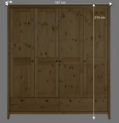 Wohnen Kiefer Kleiderschrank geölt & gebeizt - Zatira