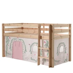 Kinder Wohnen Kiefer Mädchen Hochbett mit Vorhang - Habic