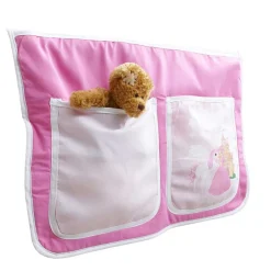 Kinder Wohnen Kiefer Natur Mädchen Stockbett mit Stoff-Set in Pink - Alasdair