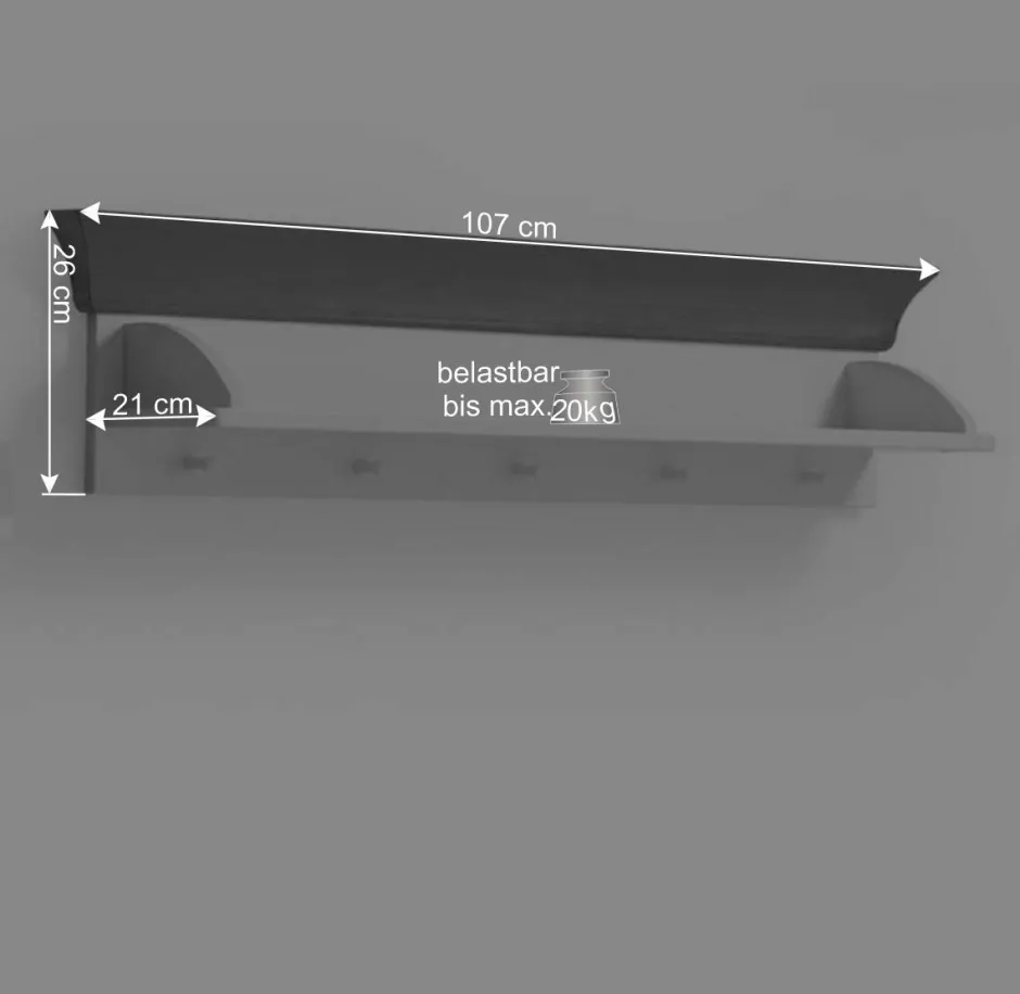 Kinder Wohnen Kiefer Wandboard in Weiß & Grau - Mirandesca