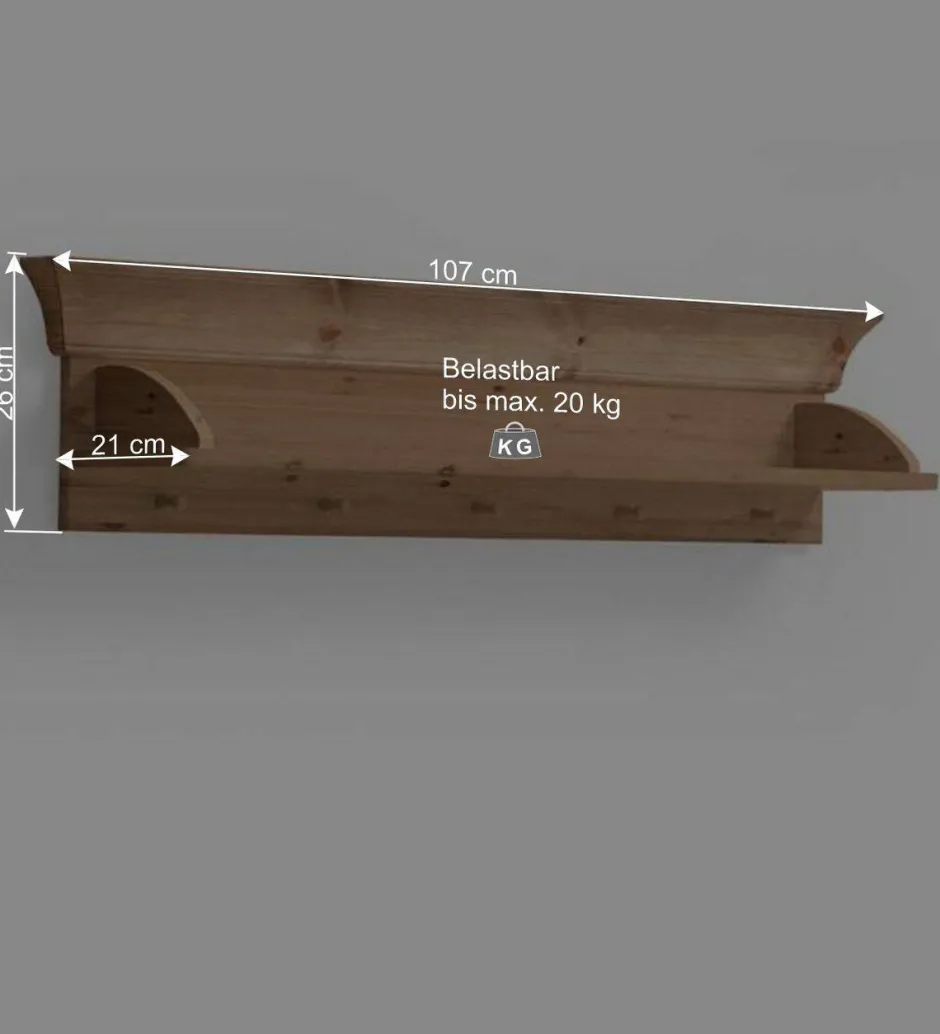 Kinder Wohnen Kiefer Wandhängeregal mit 5 Haken - Piatra