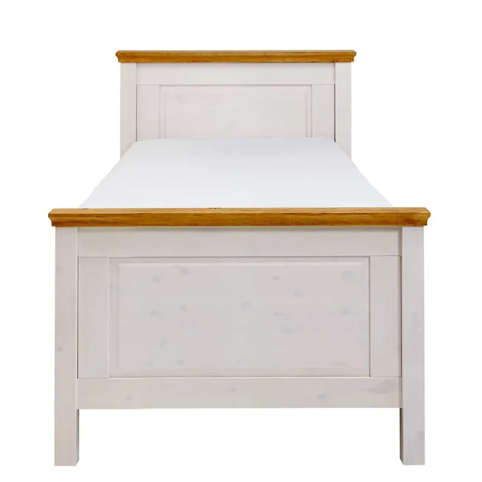 Kiefernholz Bettgestell in Weiß & Lauge - Sibiuta^Wohnen Discount