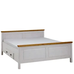 Kiefernholz Bettgestell in Weiß & Lauge - Sibiuta^Wohnen Discount