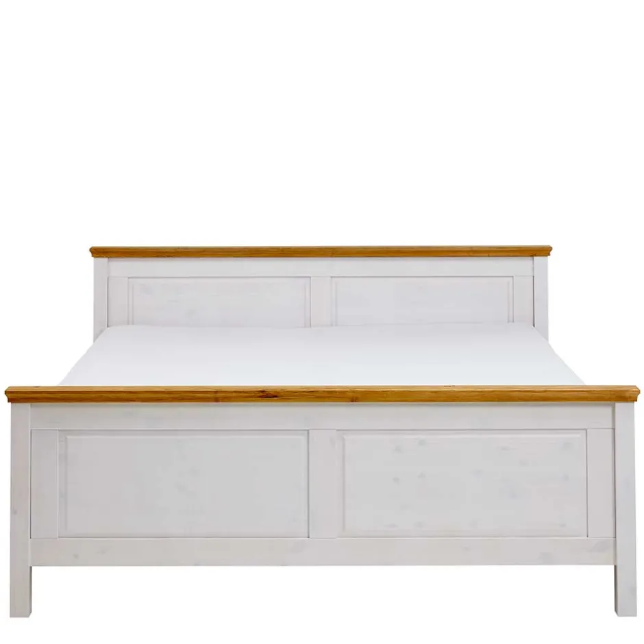 Kiefernholz Bettgestell in Weiß & Lauge - Sibiuta^Wohnen Discount