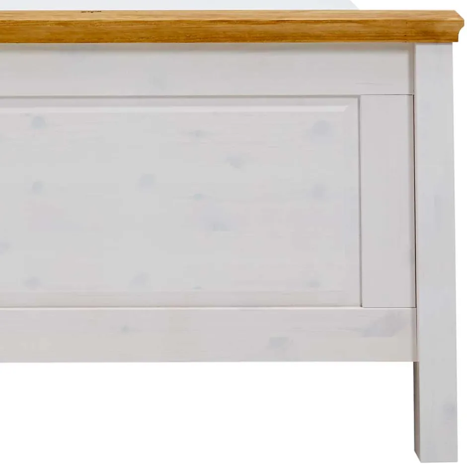 Kiefernholz Bettgestell in Weiß & Lauge - Sibiuta^Wohnen Discount