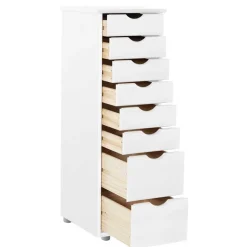 Wohnen Kiefernholz Hochkommode in Weiß lackiert - Herania