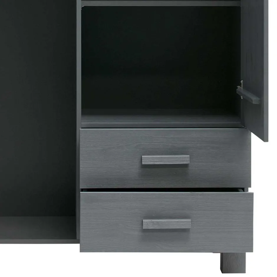 Kiefernholz Kleiderschrank in Grau dunkel - Isnos I^Wohnen Clearance