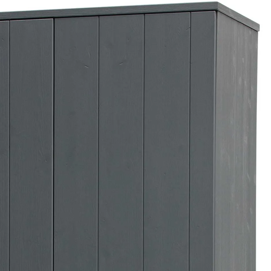 Kiefernholz Kleiderschrank in Grau dunkel - Isnos I^Wohnen Clearance