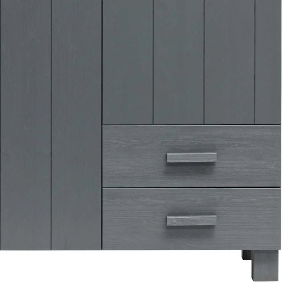 Kiefernholz Kleiderschrank in Grau dunkel - Isnos I^Wohnen Clearance