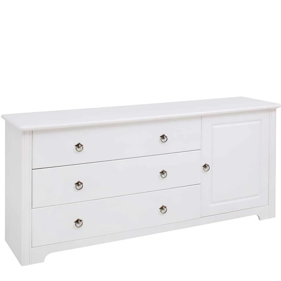 Wohnen Kiefernholz Kommode in Weiß lackiert - Velriva I