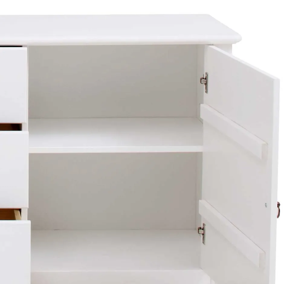 Wohnen Kiefernholz Kommode in Weiß lackiert - Velriva I