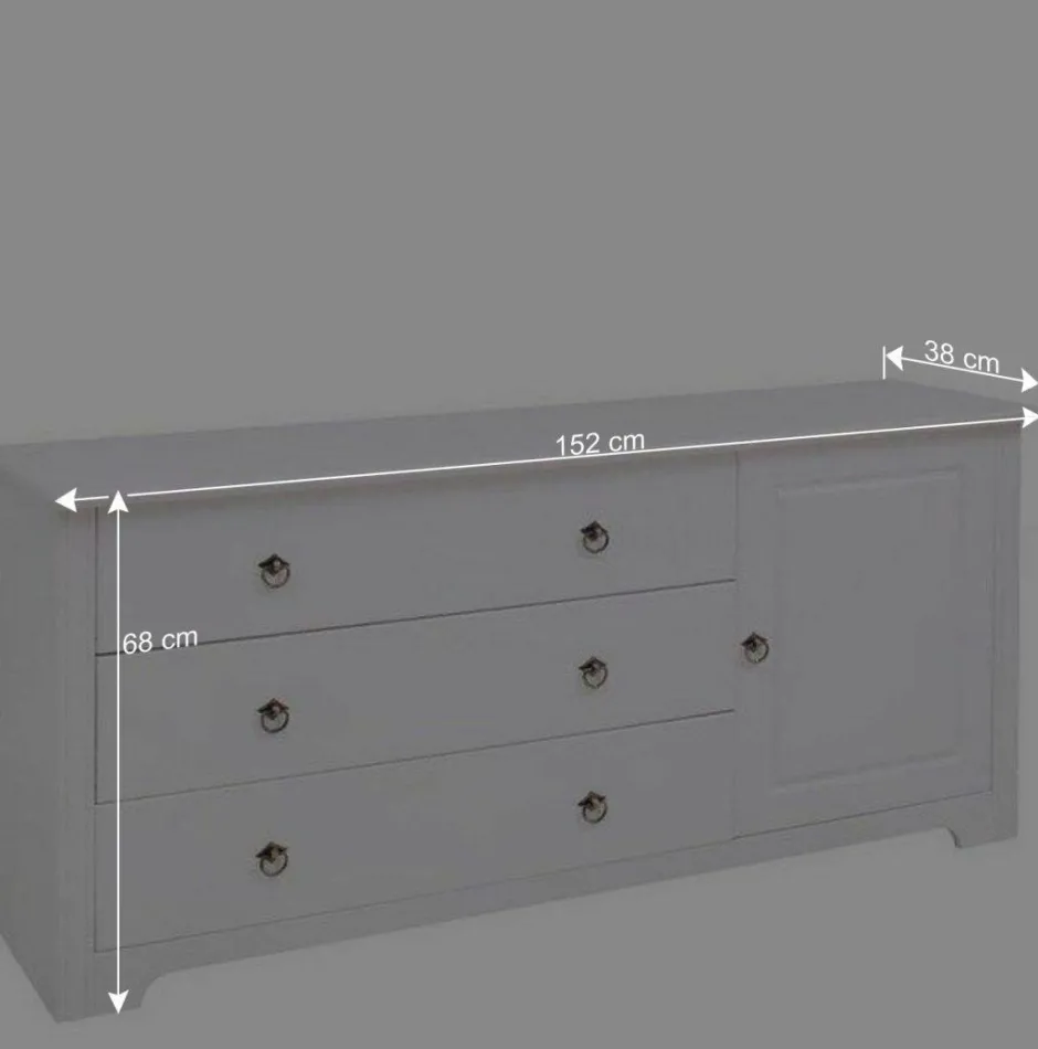 Wohnen Kiefernholz Kommode in Weiß lackiert - Velriva I