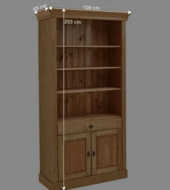 Wohnen Kiefernholz Landhaus Regal 108x203x45 cm - Piatra