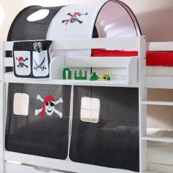 Kiefernholz Piraten Stockbett in Weiß lackiert - Davadus^Wohnen Outlet