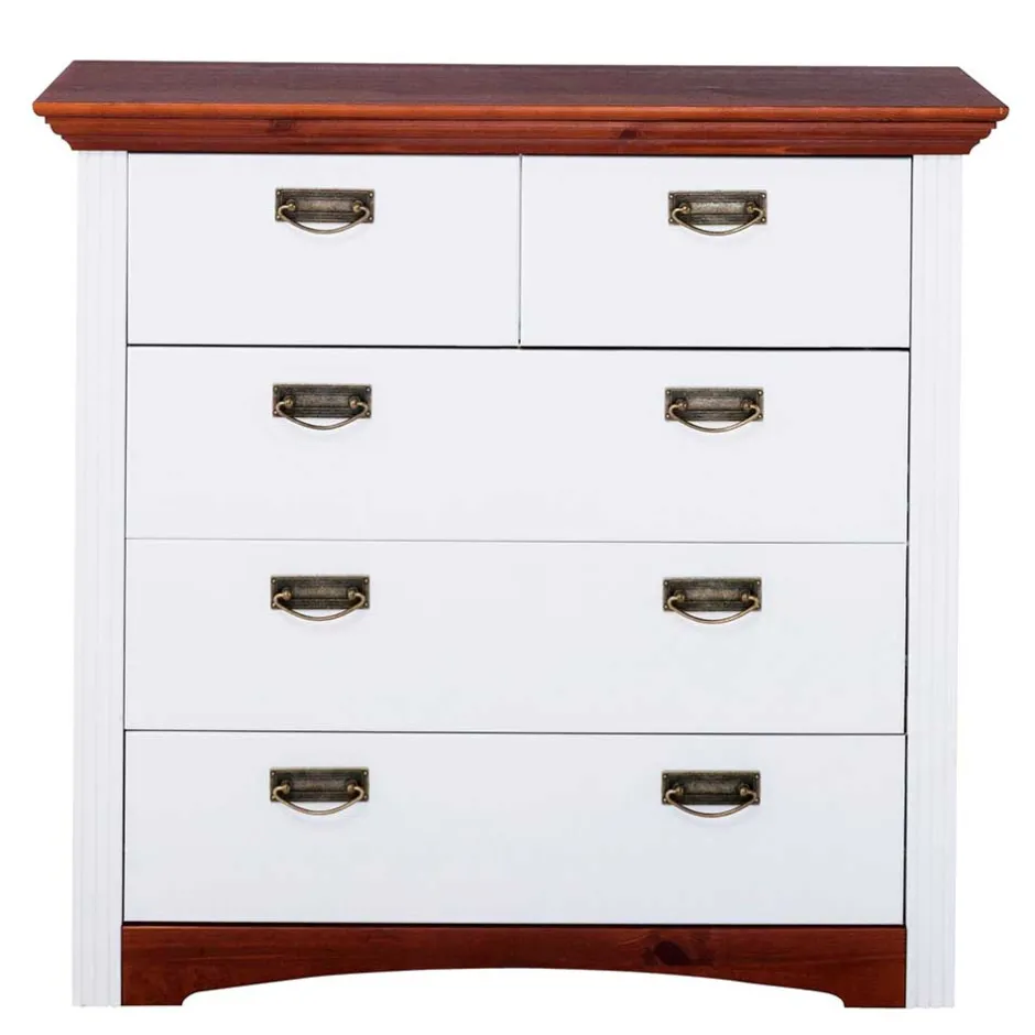 Wohnen Kiefernholz Schubladen Kommode zweifarbig - Beapta