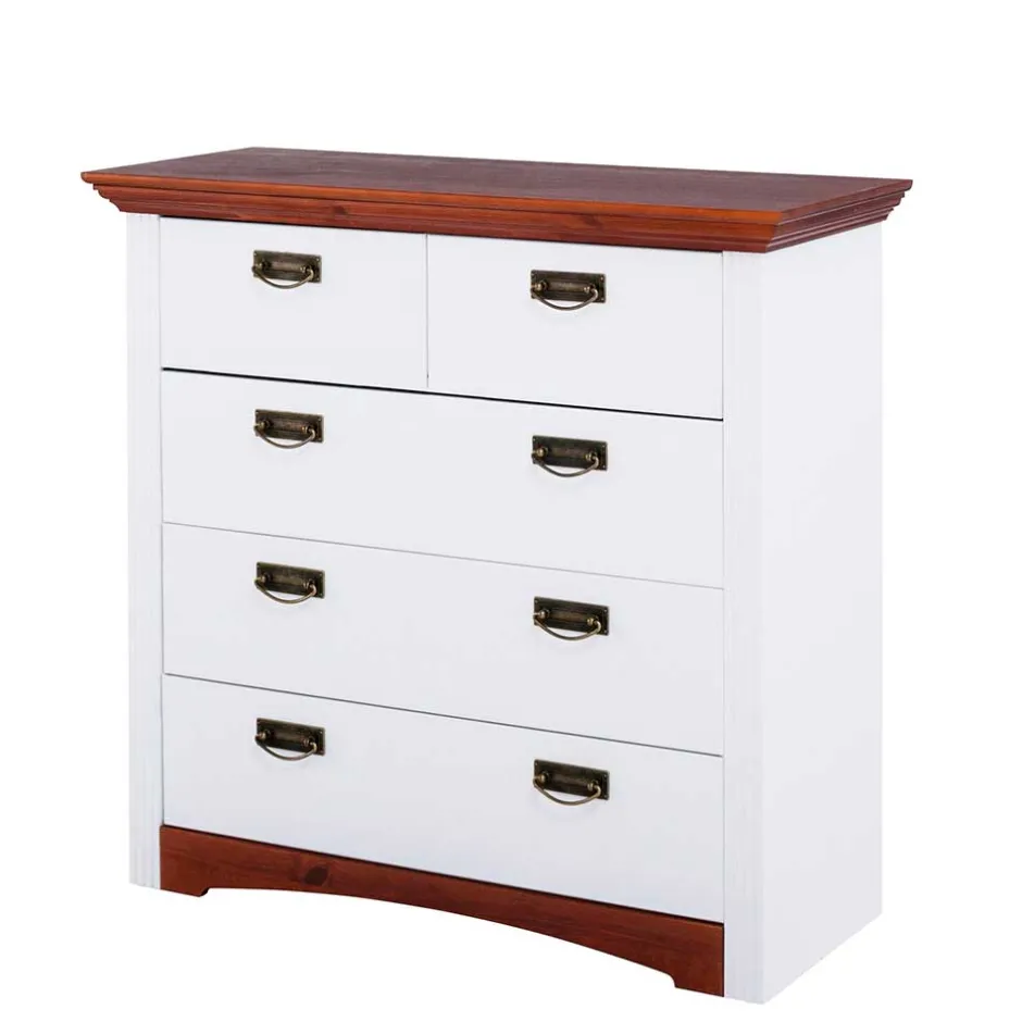 Wohnen Kiefernholz Schubladen Kommode zweifarbig - Beapta