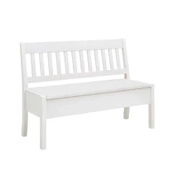 Wohnen Kiefernholz Truhenbank in Weiß - Zanaris