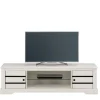 Wohnen Kiefernholz TV Unterschrank in Weiß mit Schwarz - Manduza